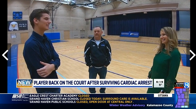 Student-athlete whose heart stopped returning to court
