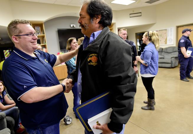 Longmont fire team receives rare visit from cardiac arrest survivor