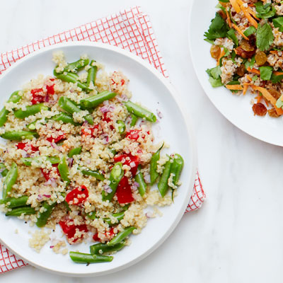 Quinoa with Roasted Red Pepper, Green Beans, and Red Onion