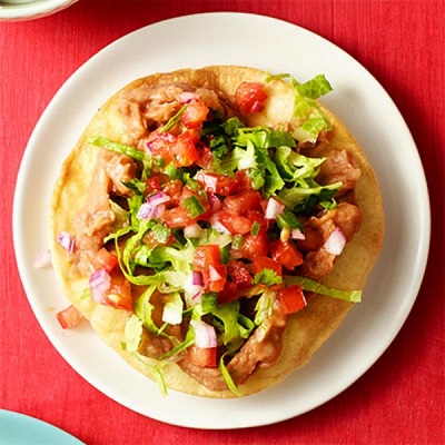 Refried Bean Tostadas with Pico De Gallo