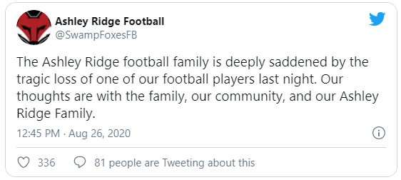 Ashley Ridge Football twitter post