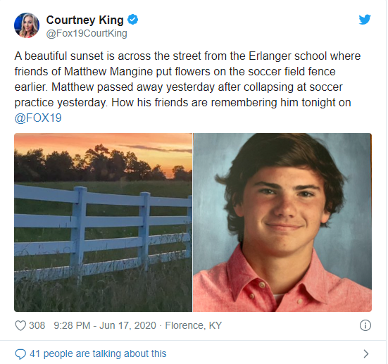 Fox 19 Courtney King's Twitter post about Matthew